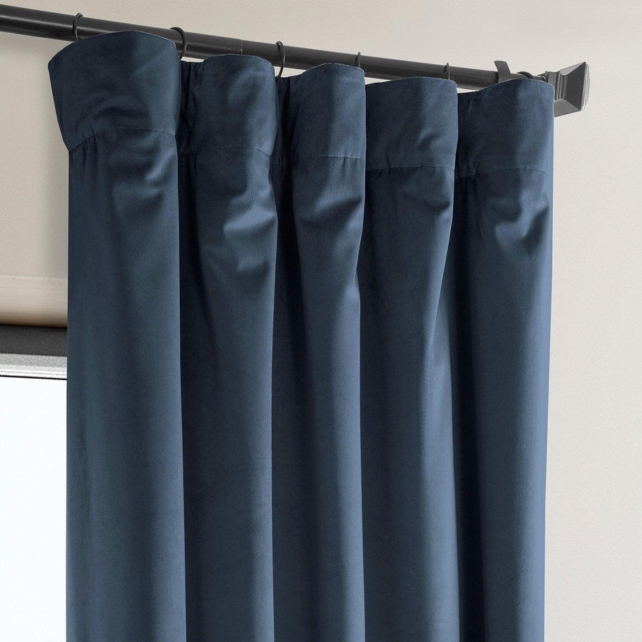 London Blue Heritage Plush Velvet Curtain - HalfPriceDrapes.com