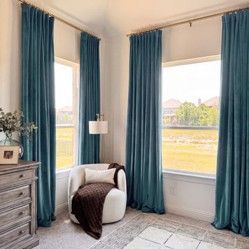 London Blue Heritage Plush Velvet Custom Curtain