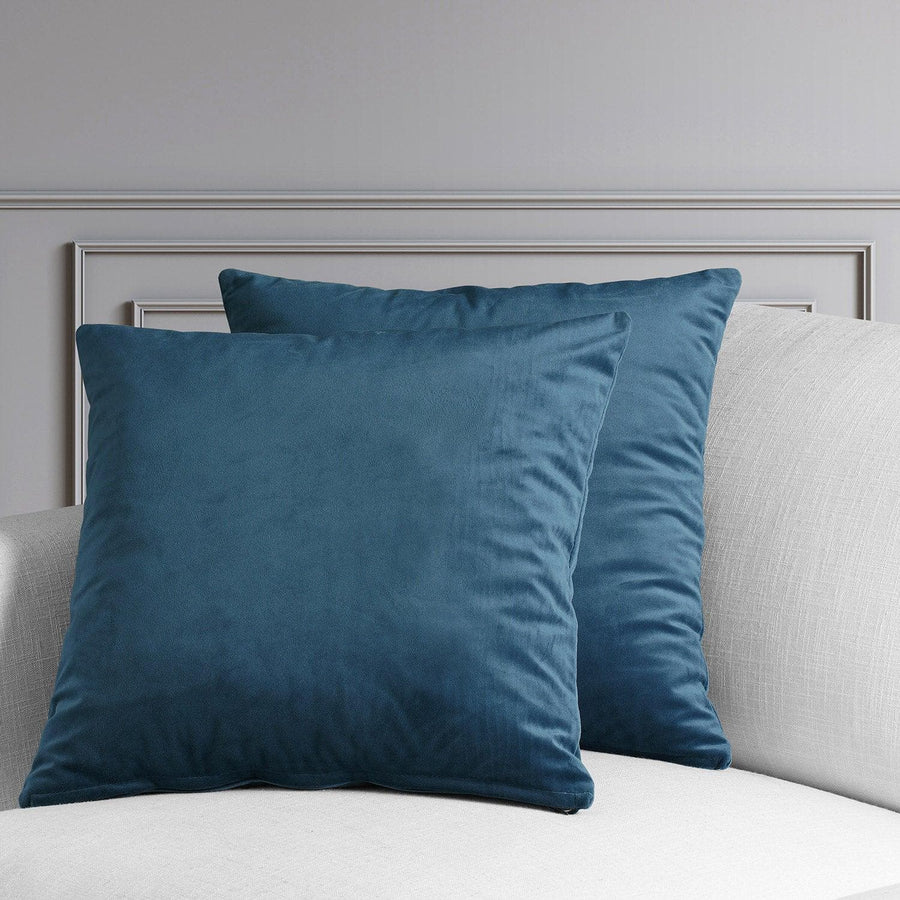 Avalon Blue Heritage Plush Velvet Cushion Covers - Pair - HalfPriceDrapes.com