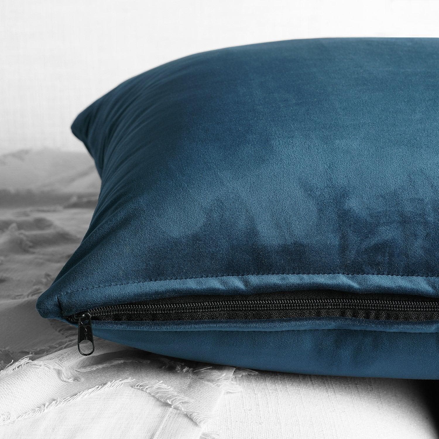 Avalon Blue Heritage Plush Velvet Cushion Covers - Pair - HalfPriceDrapes.com