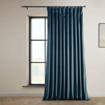 Avalon Blue Extra Wide Heritage Plush Velvet Curtain - HalfPriceDrapes.com