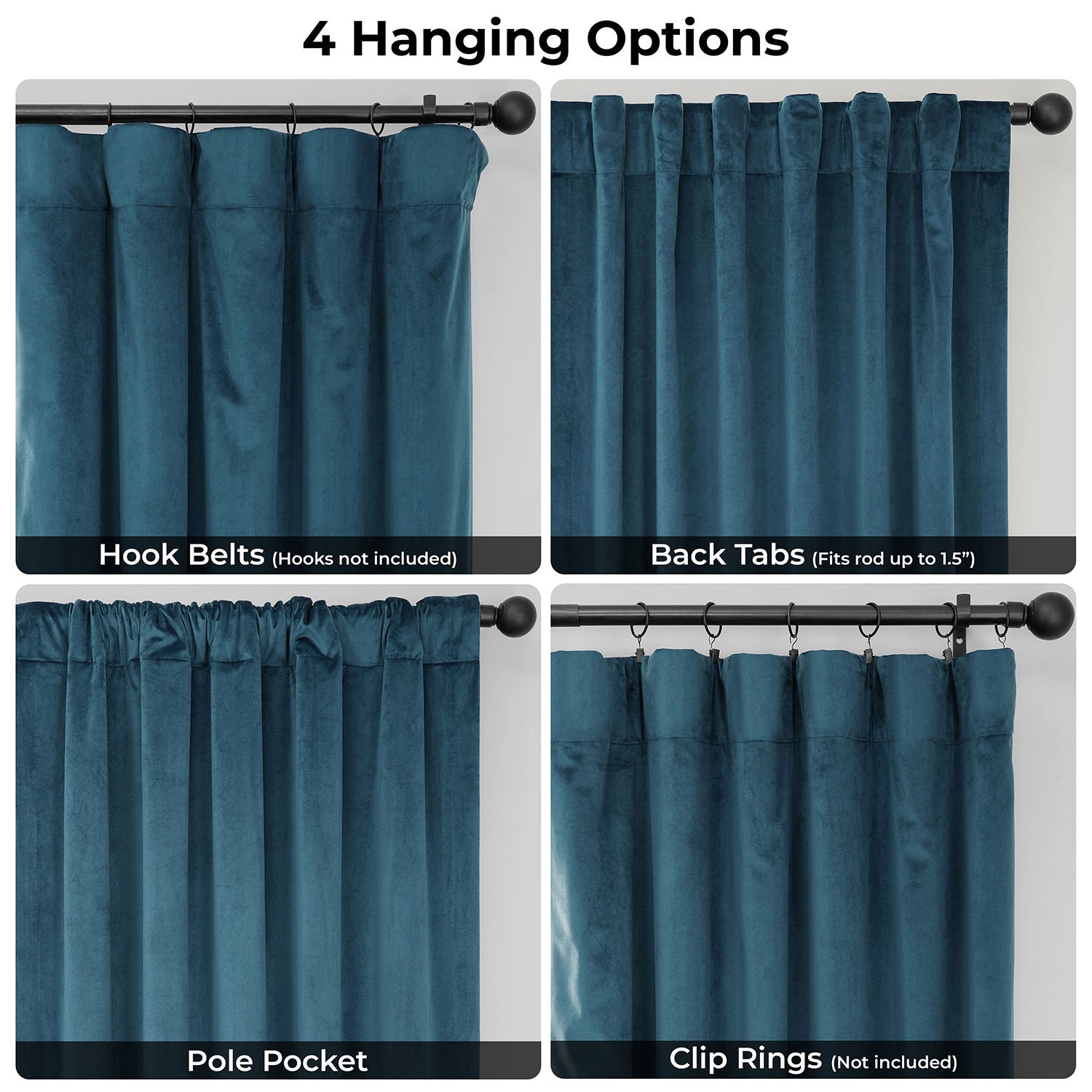 Avalon Blue Extra Wide Heritage Plush Velvet Room Darkening Curtain