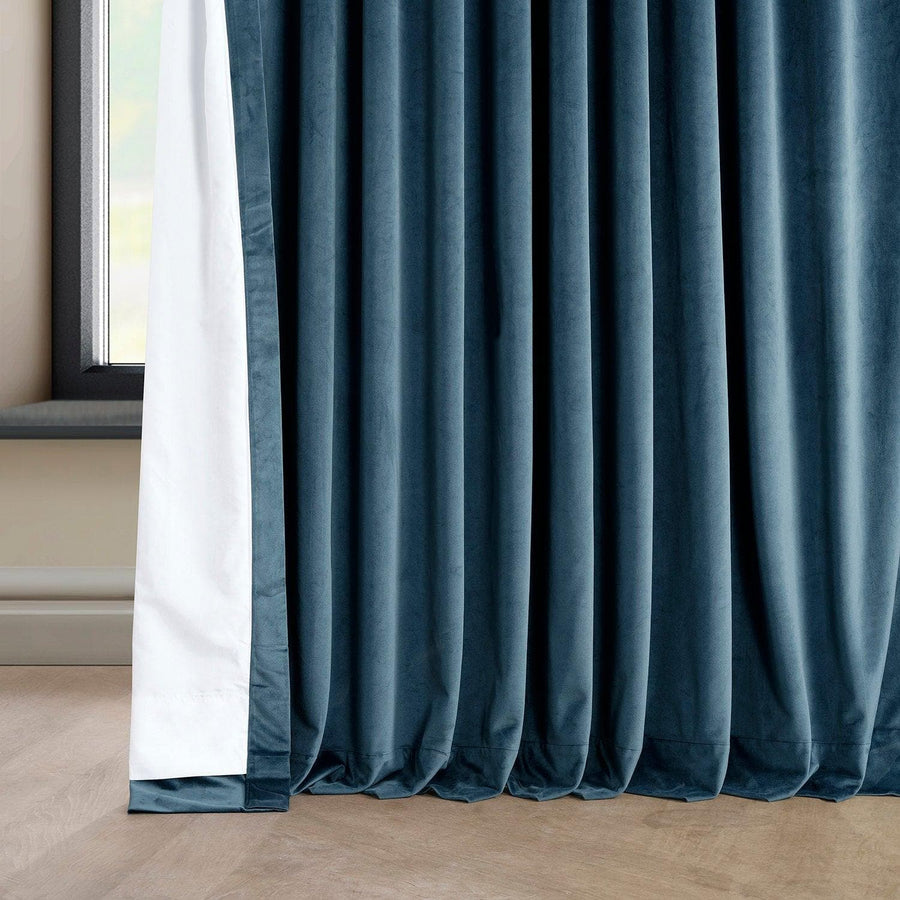 Avalon Blue Extra Wide Heritage Plush Velvet Curtain - HalfPriceDrapes.com