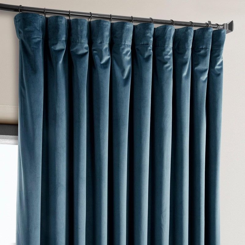 Avalon Blue Extra Wide Heritage Plush Velvet Curtain - HalfPriceDrapes.com