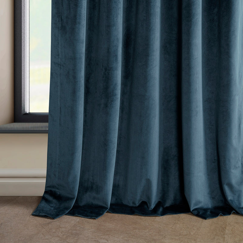 Avalon Blue Heritage Plush Velvet Custom Curtain