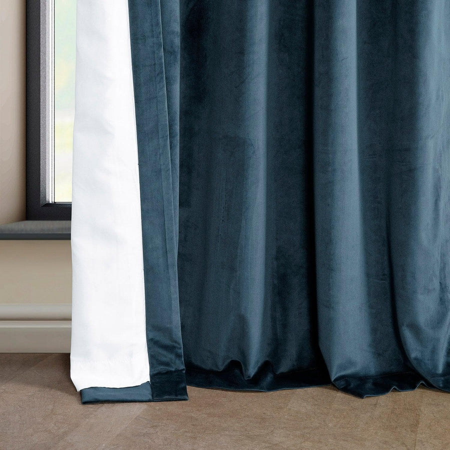 Avalon Blue French Pleat Heritage Plush Velvet Curtain - HalfPriceDrapes.com
