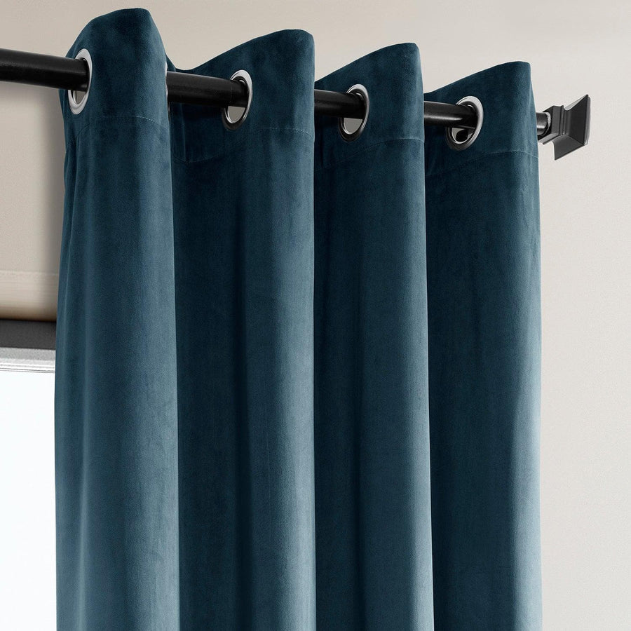 Avalon Blue Grommet Heritage Plush Velvet Curtain