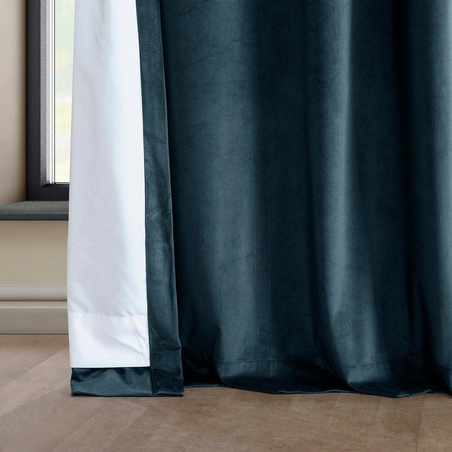 Avalon Blue Grommet Heritage Plush Velvet Curtain