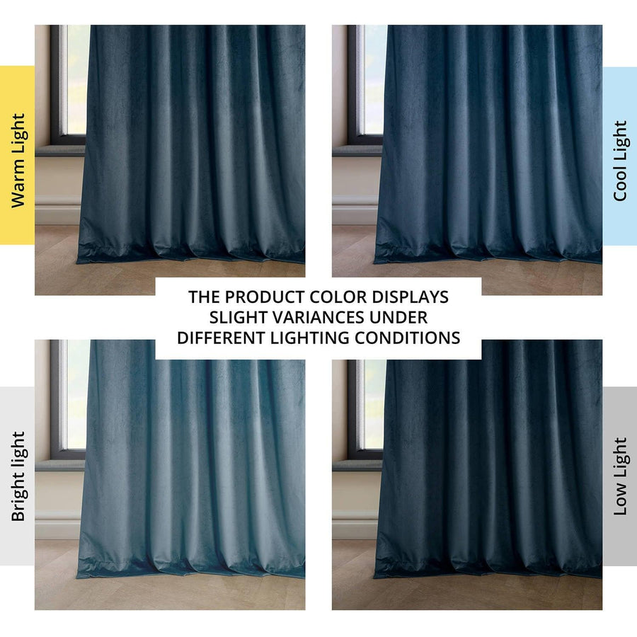 Avalon Blue Heritage Plush Velvet Curtain - HalfPriceDrapes.com