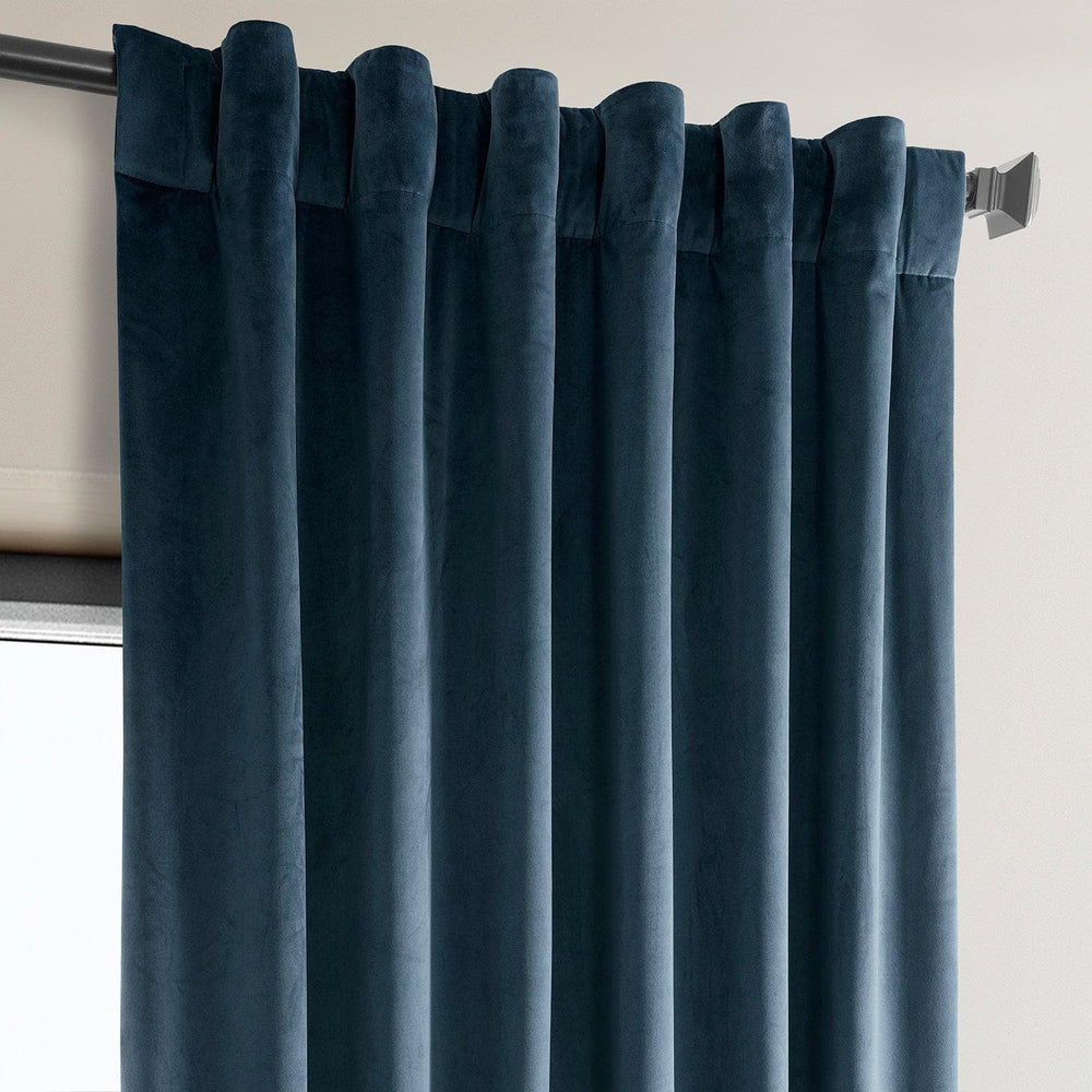 Avalon Blue Heritage Plush Velvet Curtain - HalfPriceDrapes.com