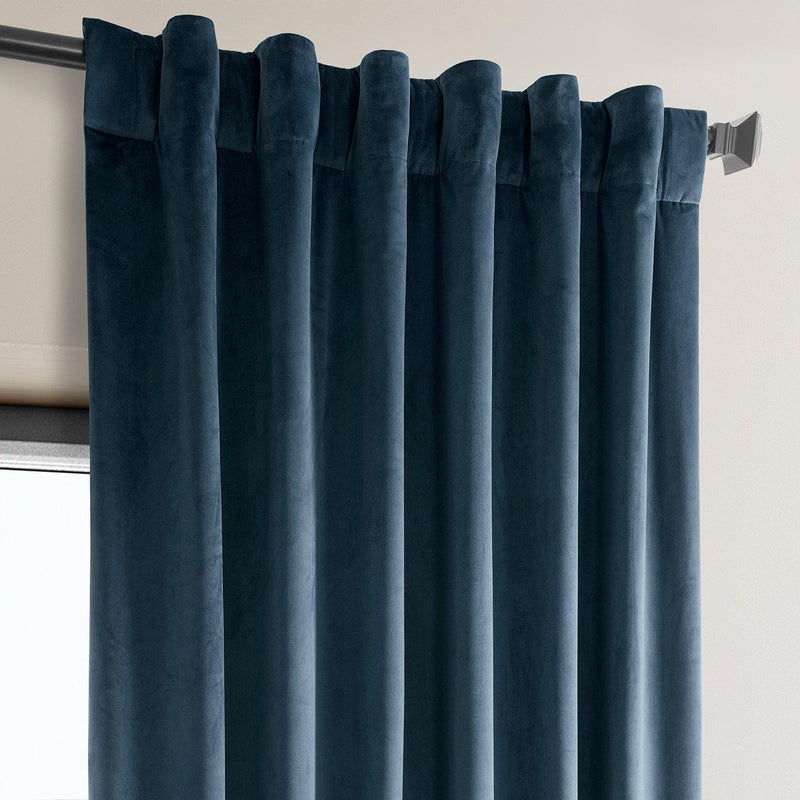Avalon Blue Heritage Plush Velvet Curtain - HalfPriceDrapes.com