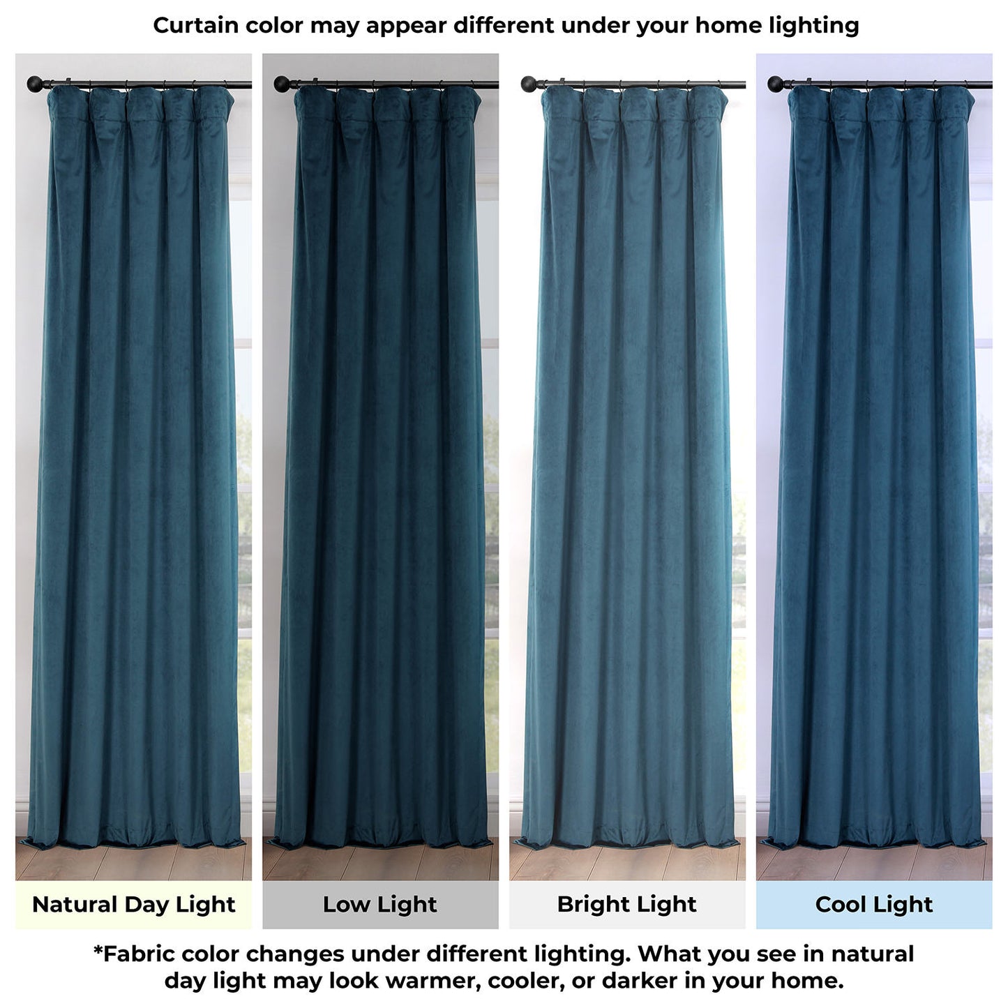 Avalon Blue Heritage Plush Velvet Room Darkening Curtain