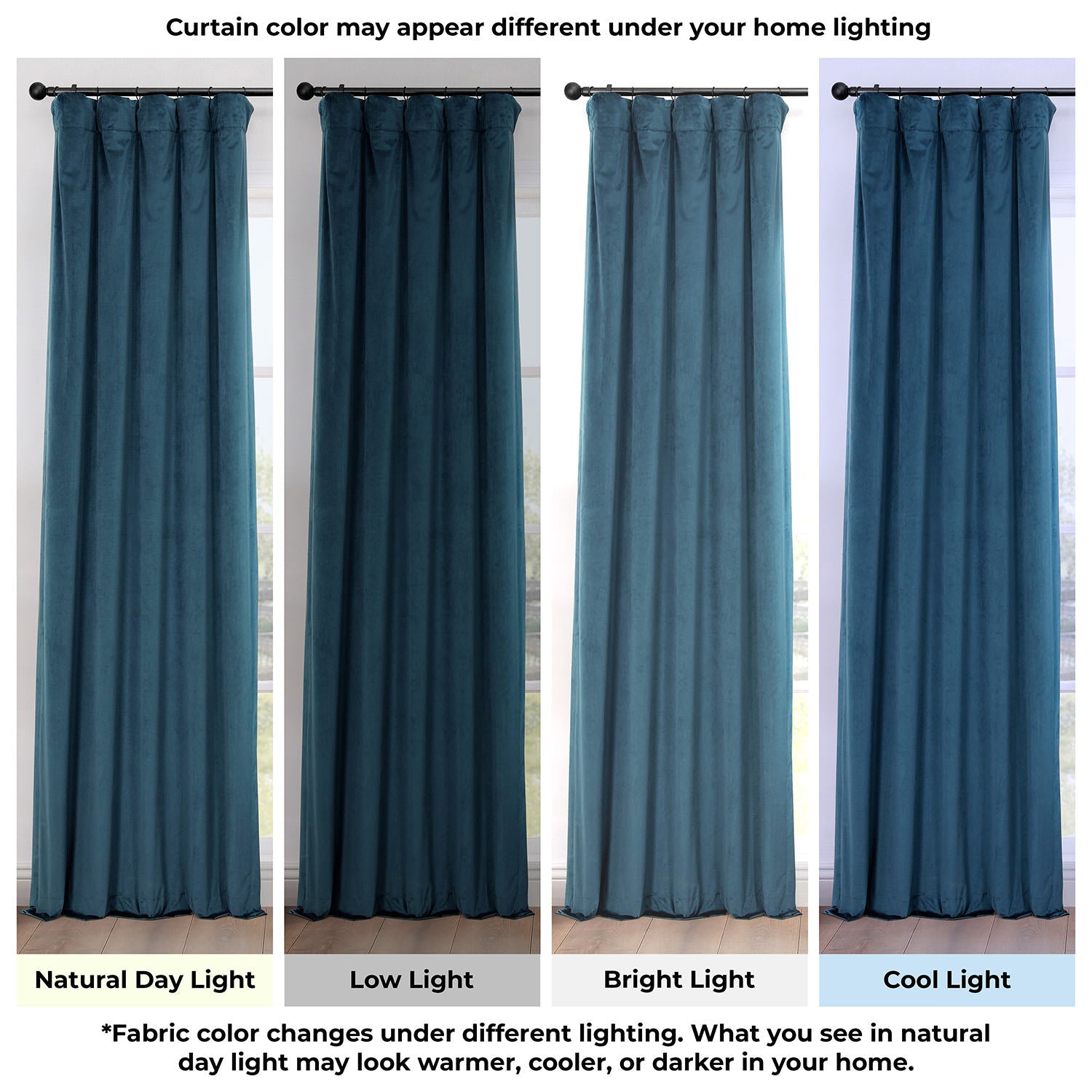 Avalon Blue Heritage Plush Velvet Room Darkening Curtain