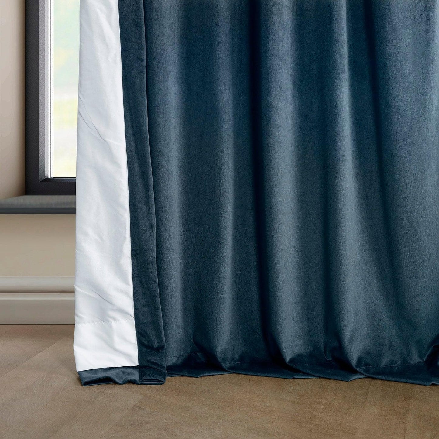 Avalon Blue Heritage Plush Velvet Curtain - HalfPriceDrapes.com
