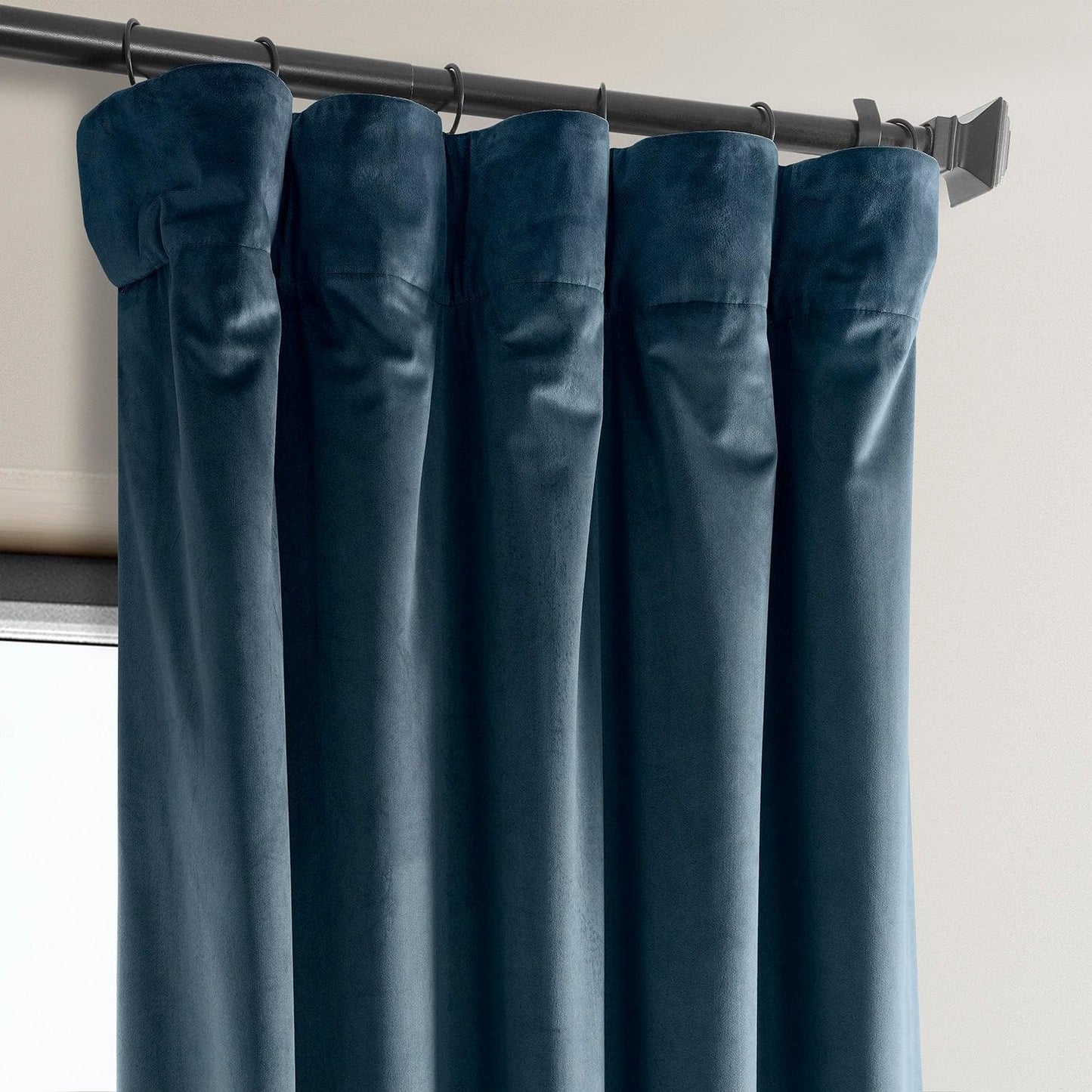 Avalon Blue Heritage Plush Velvet Curtain - HalfPriceDrapes.com