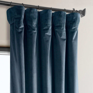 Avalon Blue Heritage Plush Velvet Curtain - HalfPriceDrapes.com