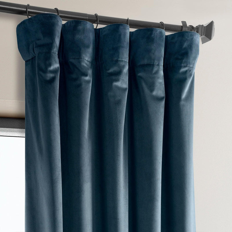 Avalon Blue Heritage Plush Velvet Curtain - HalfPriceDrapes.com