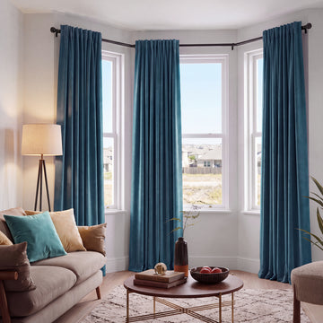 Avalon Blue Heritage Plush Velvet Custom Curtain