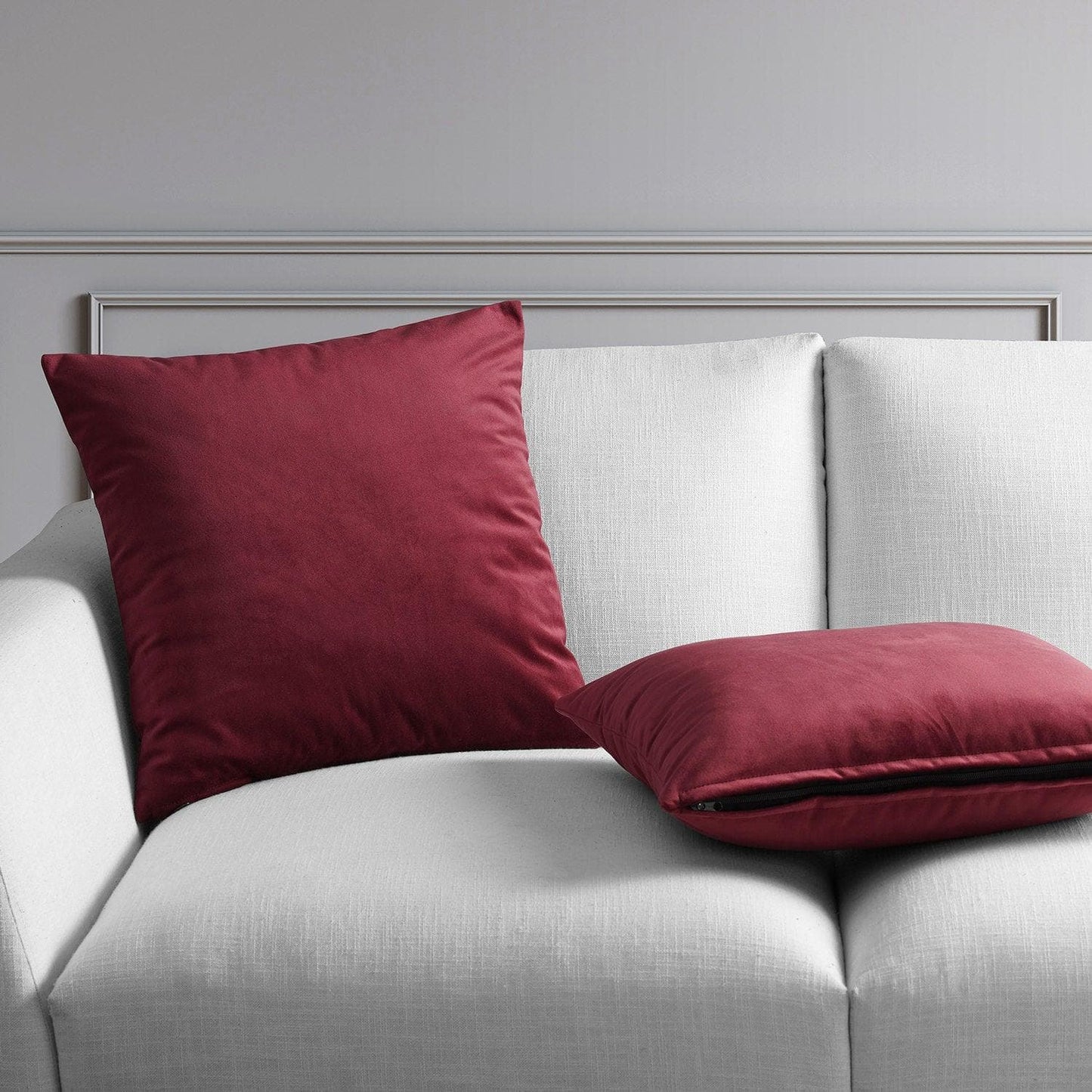 Cinema Red Heritage Plush Velvet Cushion Covers - Pair - HalfPriceDrapes.com