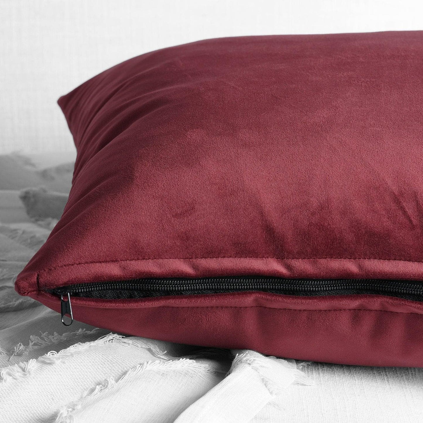 Cinema Red Heritage Plush Velvet Cushion Covers - Pair - HalfPriceDrapes.com