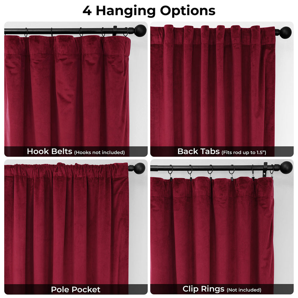 Cinema Red Extra Wide Heritage Plush Velvet Room Darkening Curtain