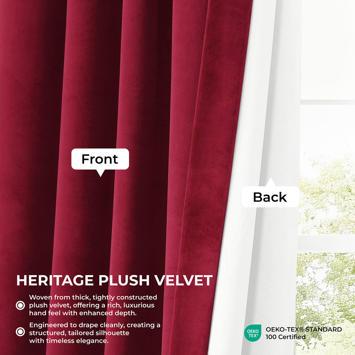 Cinema Red Heritage Plush Velvet Room Darkening Curtain