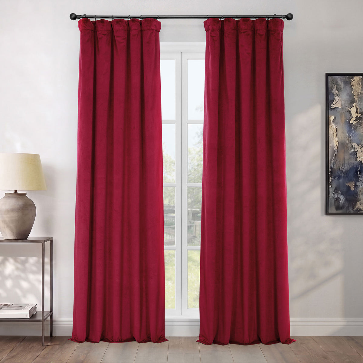 Cinema Red Heritage Plush Velvet Room Darkening Curtain