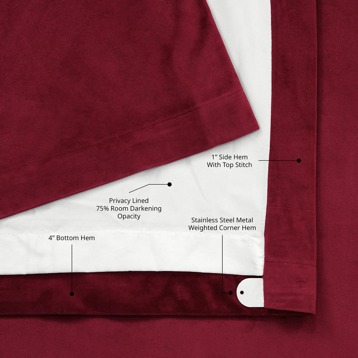 Cinema Red Heritage Plush Velvet Room Darkening Curtain