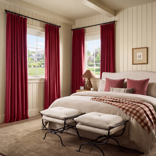 Cinema Red Heritage Plush Velvet Custom Curtain