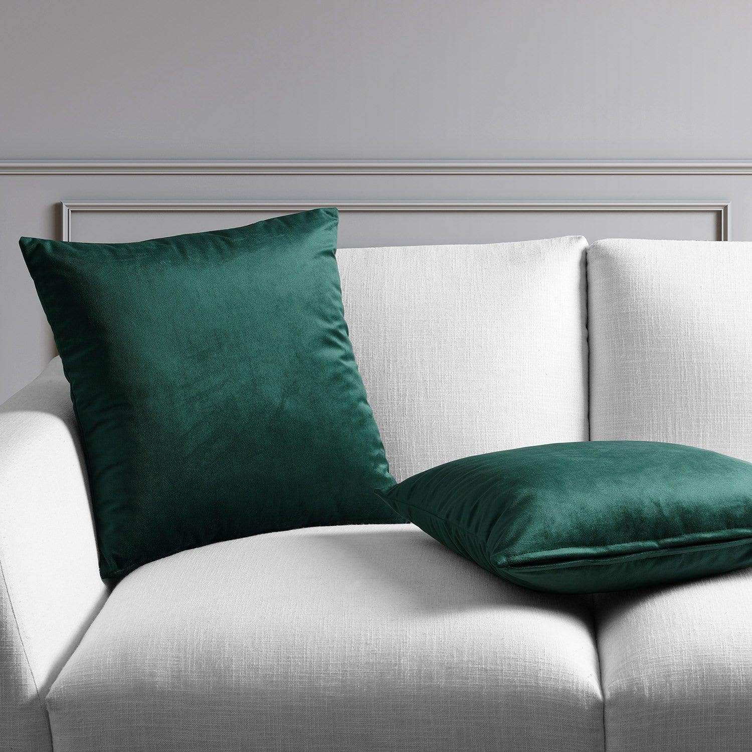 Forestry Green Heritage Plush Velvet Cushion Covers - Pair | Half