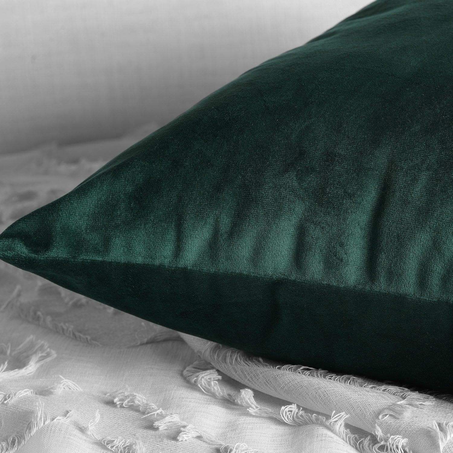 Forestry Green Heritage Plush Velvet Cushion Covers - Pair | Half