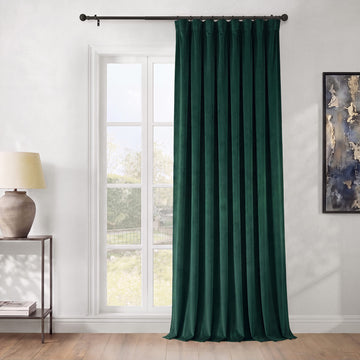 Forestry Green Extra Wide Heritage Plush Velvet Room Darkening Curtain