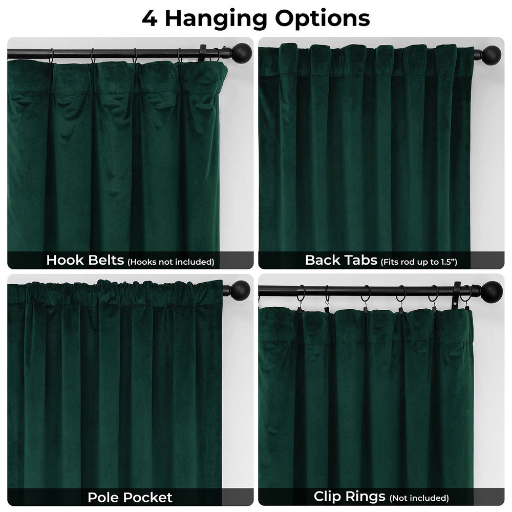 Forestry Green Extra Wide Heritage Plush Velvet Room Darkening Curtain