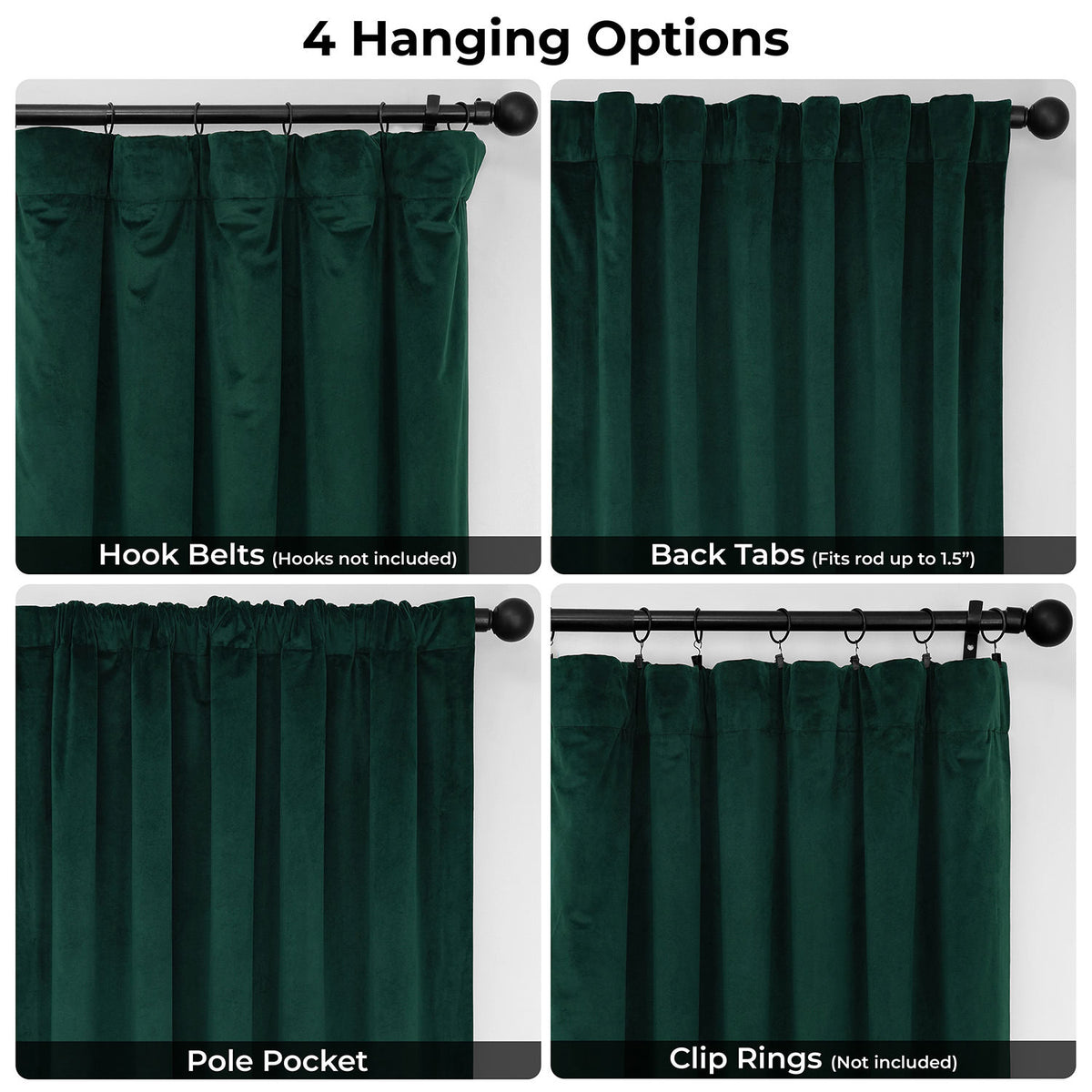 Forestry Green Extra Wide Heritage Plush Velvet Room Darkening Curtain