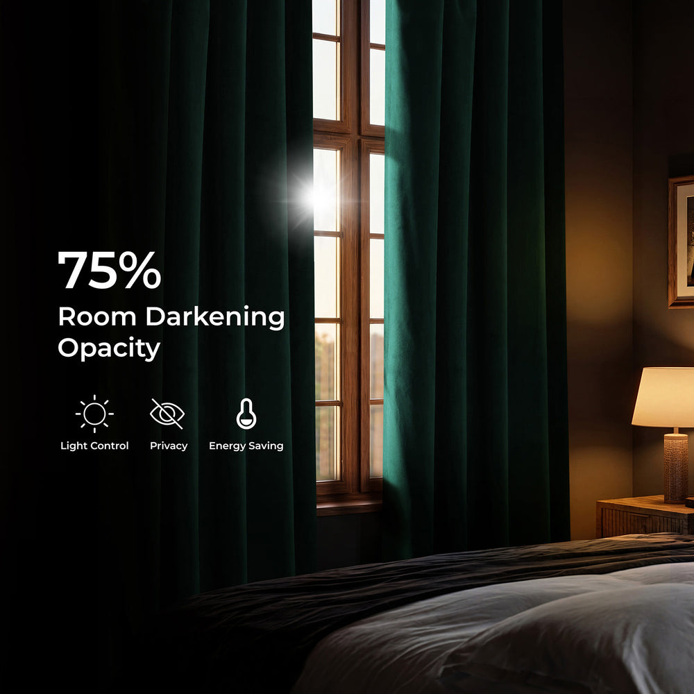 Forestry Green Extra Wide Heritage Plush Velvet Room Darkening Curtain