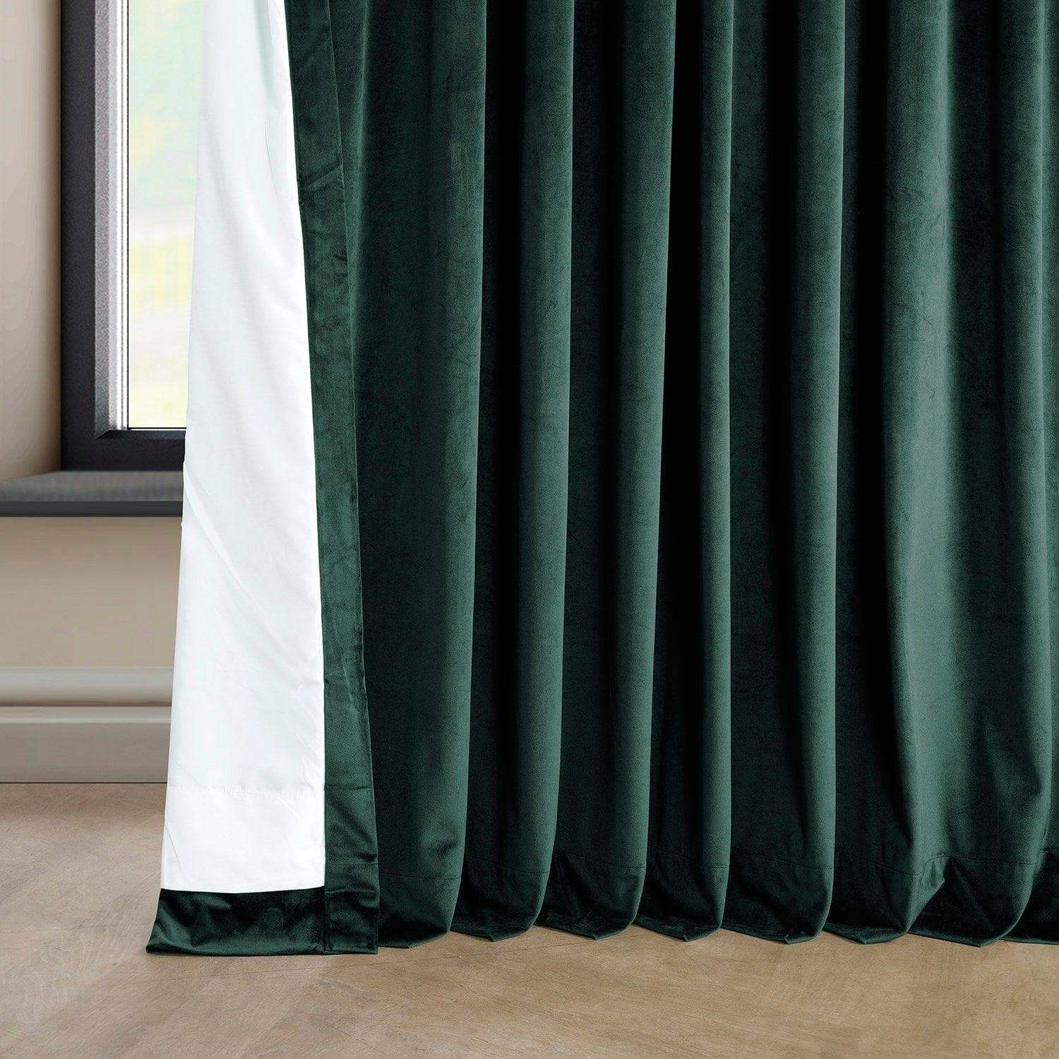 Bagaille VELOURS CURTAIN ★ GREEN Forestry Green Extra Wide Heritage Plush Velvet Room Darkening