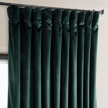 Forestry Green Extra Wide Heritage Plush Velvet Curtain - HalfPriceDrapes.com