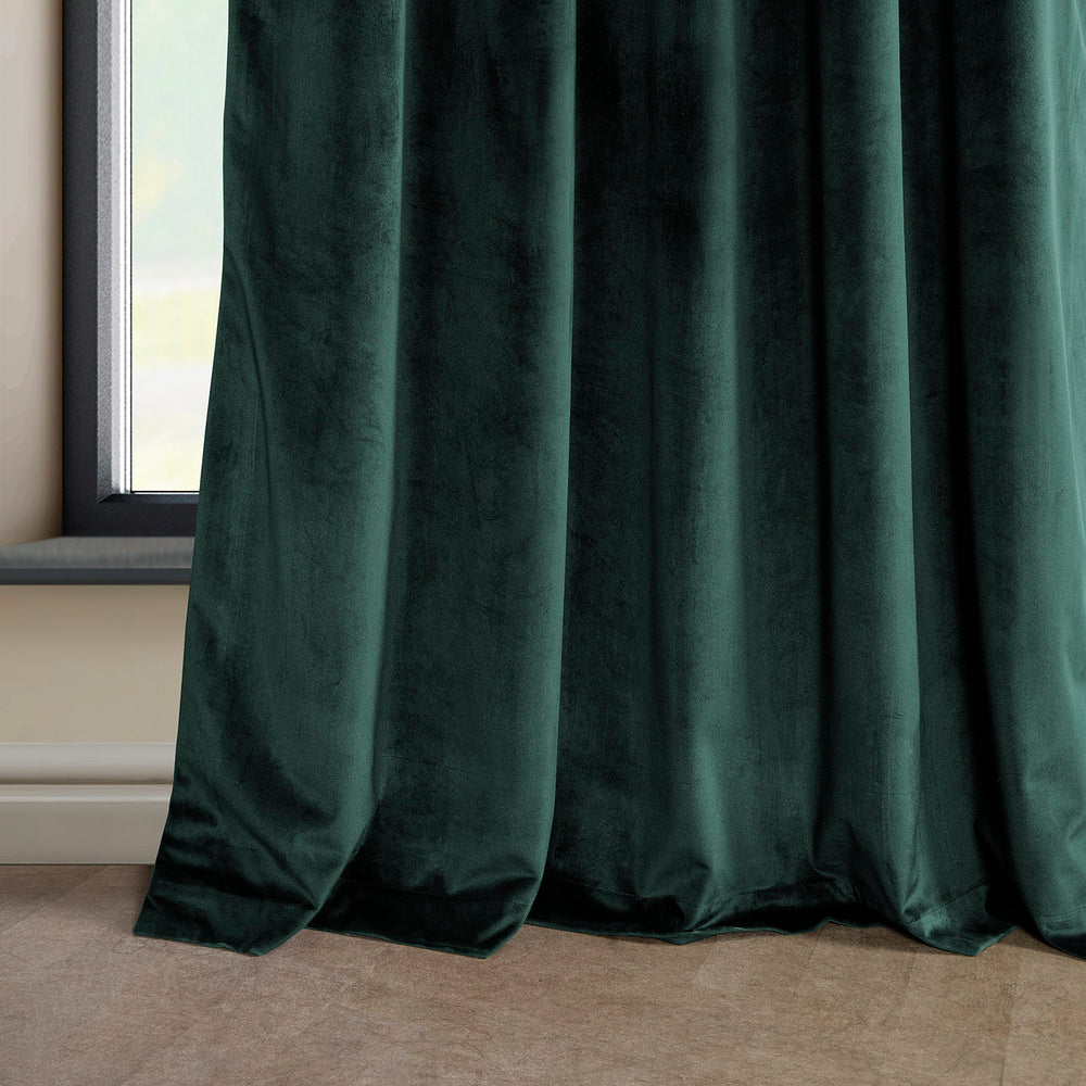 Forestry Green Heritage Plush Velvet Custom Curtain