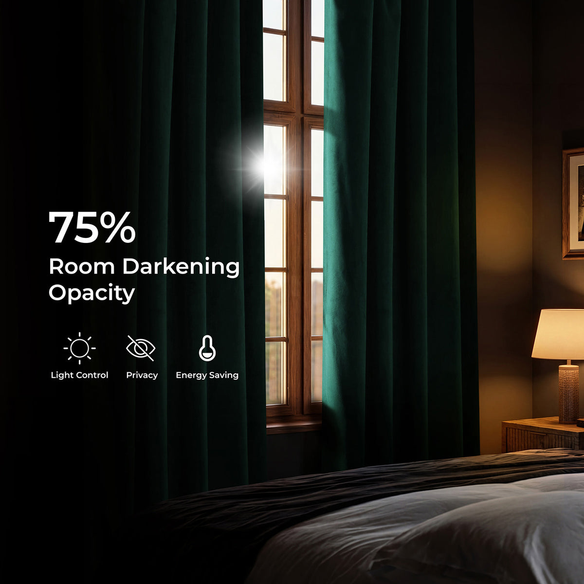 Forestry Green Heritage Plush Velvet Room Darkening Curtain