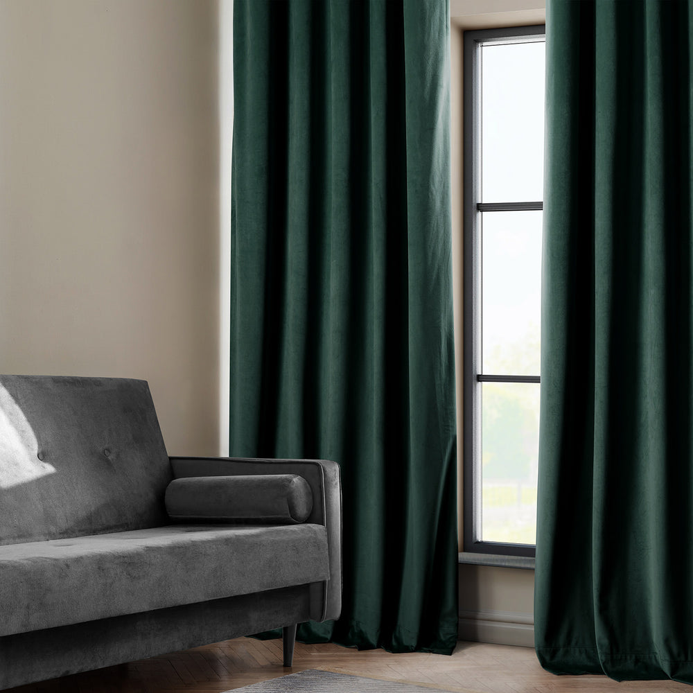 Forestry Green Heritage Plush Velvet Custom Curtain