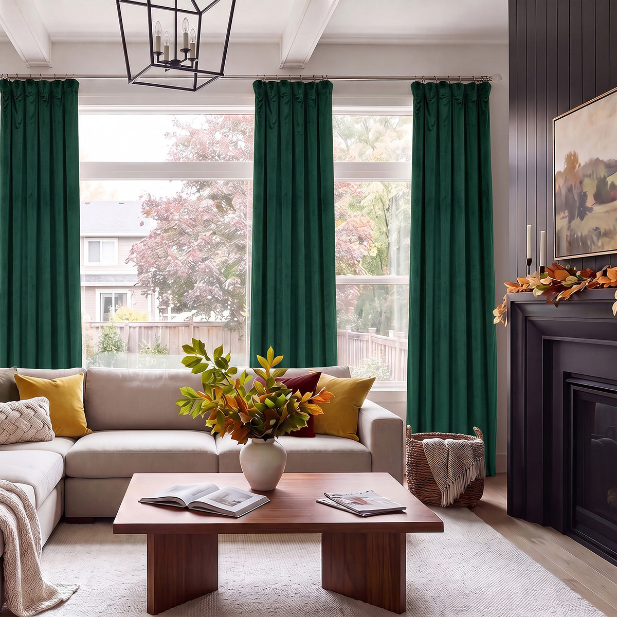 Forestry Green Heritage Plush Velvet Room Darkening Curtain