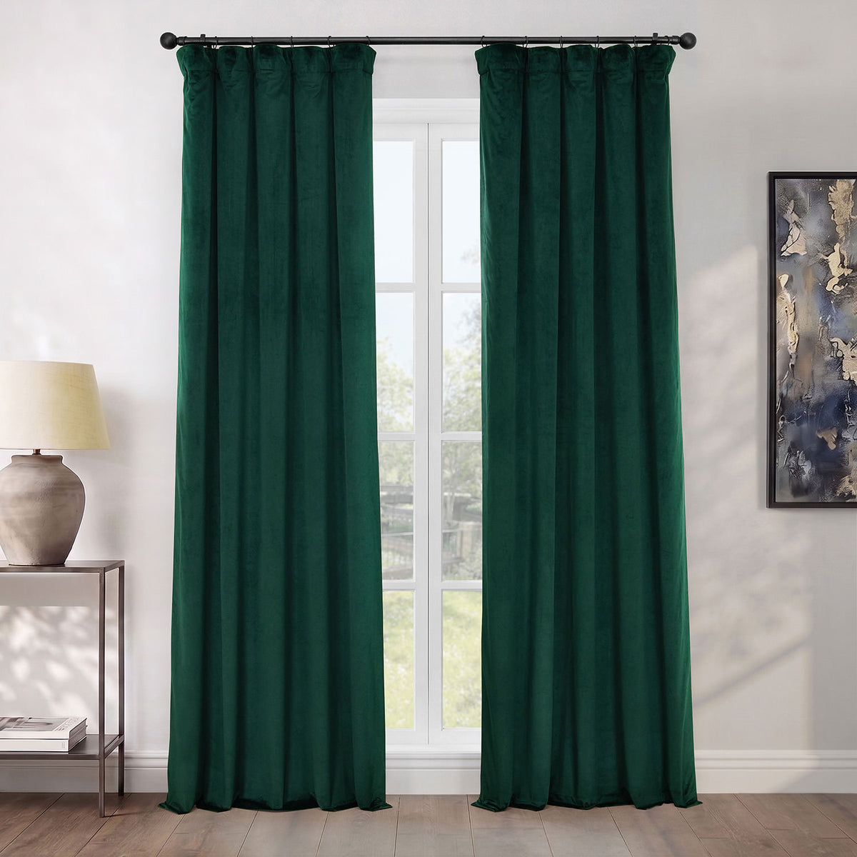 Forestry Green Heritage Plush Velvet Room Darkening Curtain