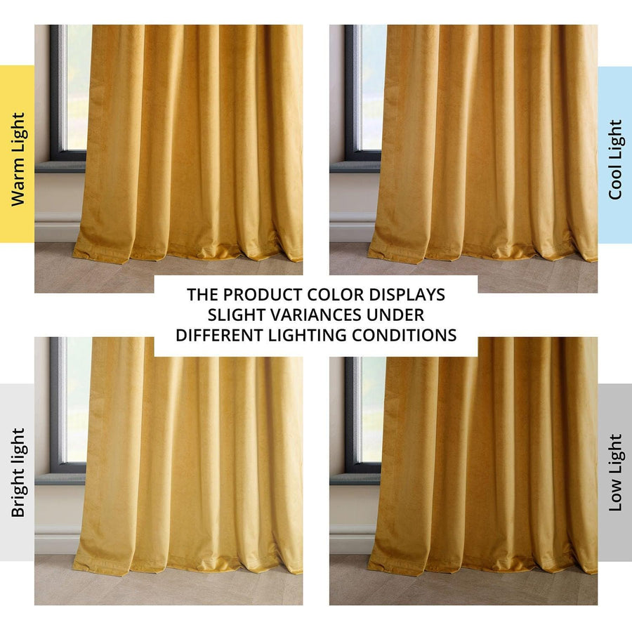 Aztec Gold French Pleat Heritage Plush Velvet Curtain - HalfPriceDrapes.com