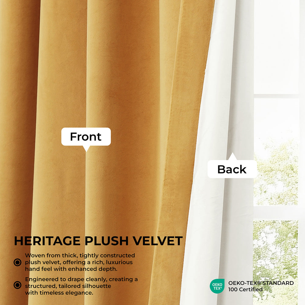 Aztec Gold Heritage Plush Velvet Room Darkening Curtain