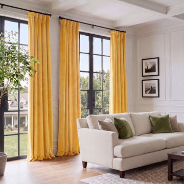 Aztec Gold Heritage Plush Velvet Room Darkening Curtain