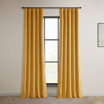 Aztec Gold Heritage Plush Velvet Room Darkening Curtain