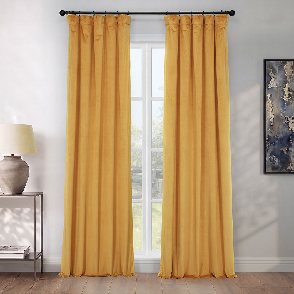 Aztec Gold Heritage Plush Velvet Room Darkening Curtain