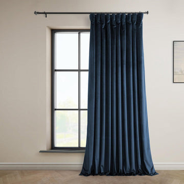 Eternal Blue Extra Wide Heritage Plush Velvet Room Darkening Curtain