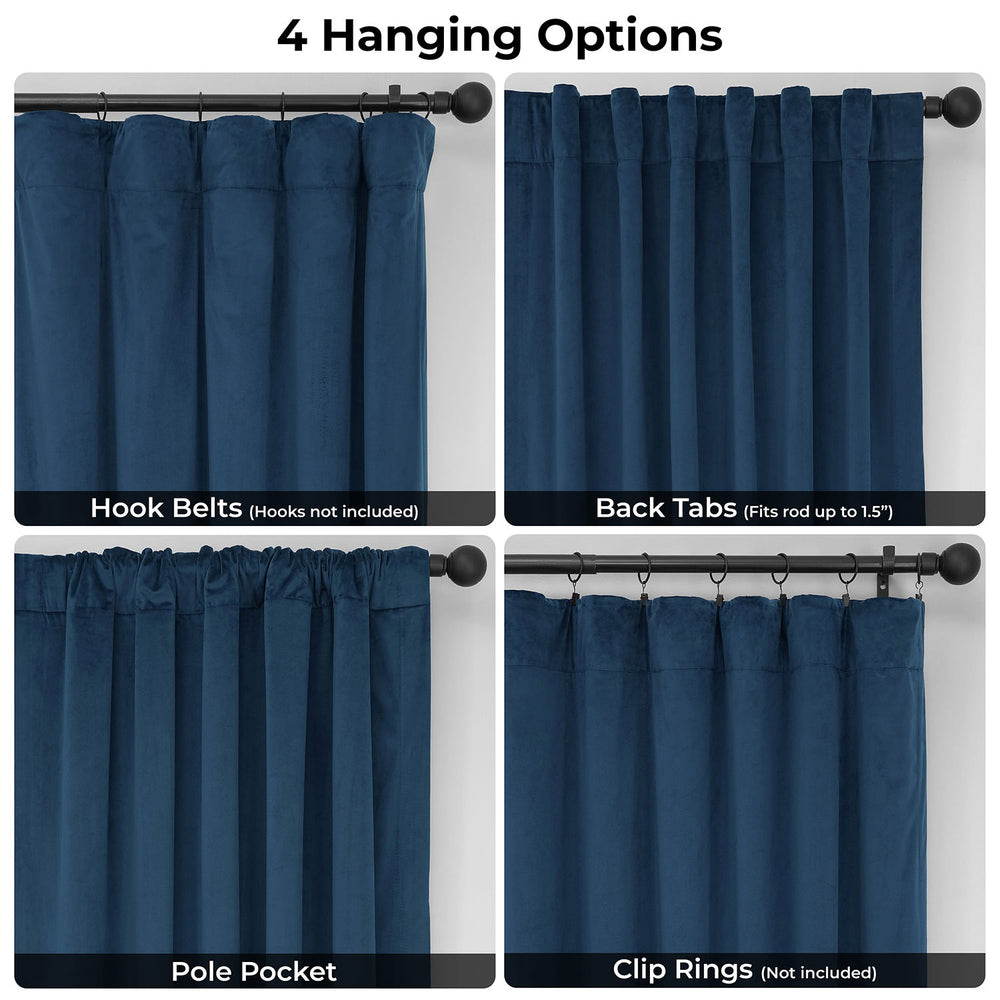Eternal Blue Extra Wide Heritage Plush Velvet Room Darkening Curtain