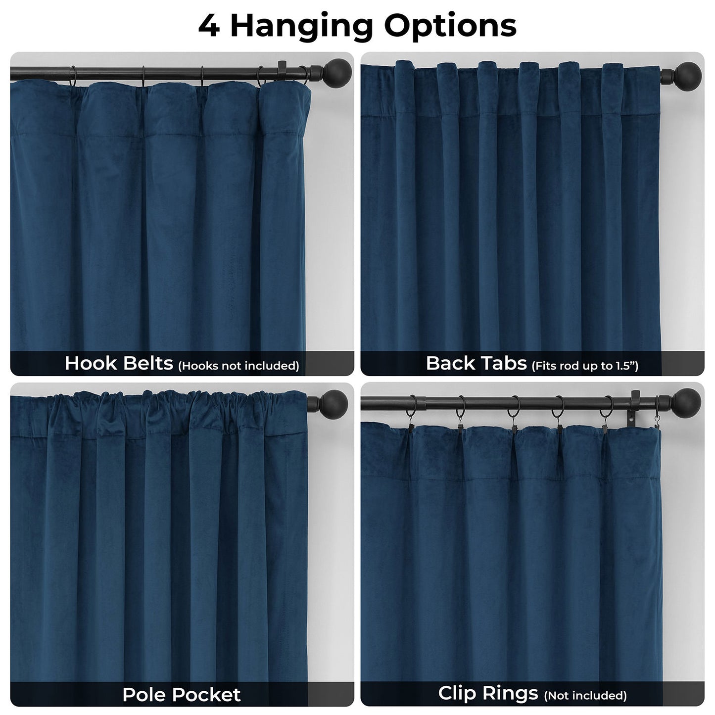 Eternal Blue Extra Wide Heritage Plush Velvet Room Darkening Curtain